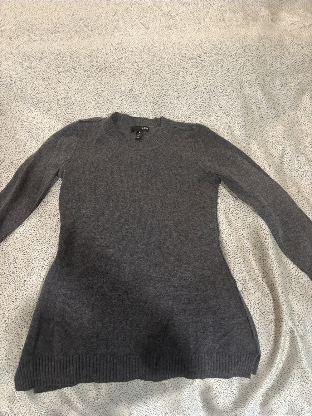 Aqua Cashmere - Long Sleeve Crewneck Sweater - Gray - XS